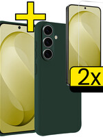 LUQ LUQ Samsung Galaxy S26 FE Hoesje Siliconen Met 2x Screenprotector - Donkergroen