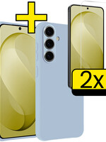LUQ LUQ Samsung Galaxy S26 FE Hoesje Siliconen Met 2x Screenprotector - Lichtblauw