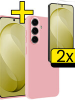 LUQ LUQ Samsung Galaxy S26 FE Hoesje Siliconen Met 2x Screenprotector - Lichtroze