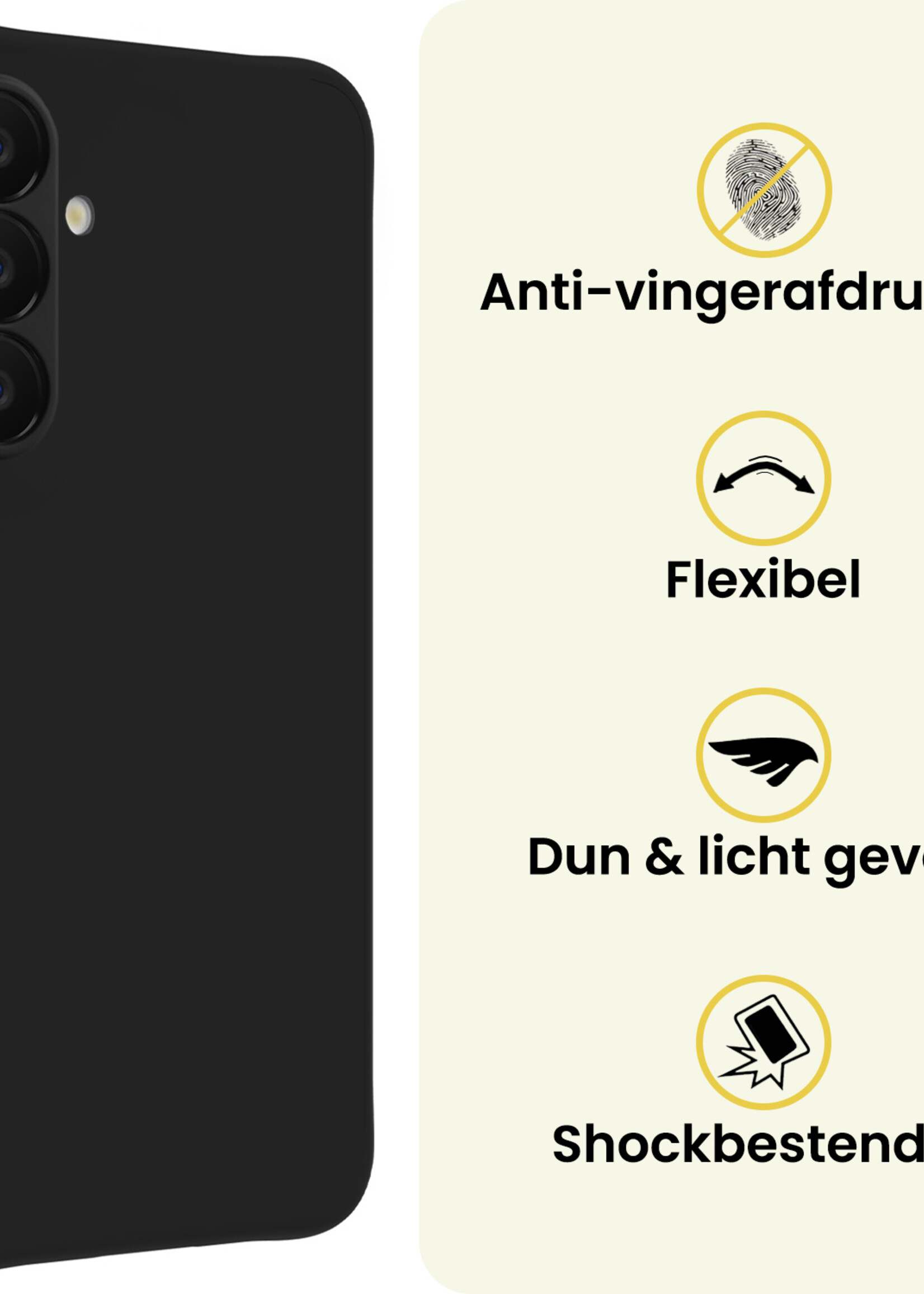 LUQ LUQ Samsung Galaxy A18 Hoesje Siliconen - Zwart - 2 PACK