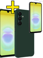 LUQ LUQ Samsung Galaxy A18 Hoesje Siliconen Met Screenprotector - Donkergroen