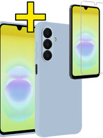 LUQ LUQ Samsung Galaxy A18 Hoesje Siliconen Met Screenprotector - Lichtblauw