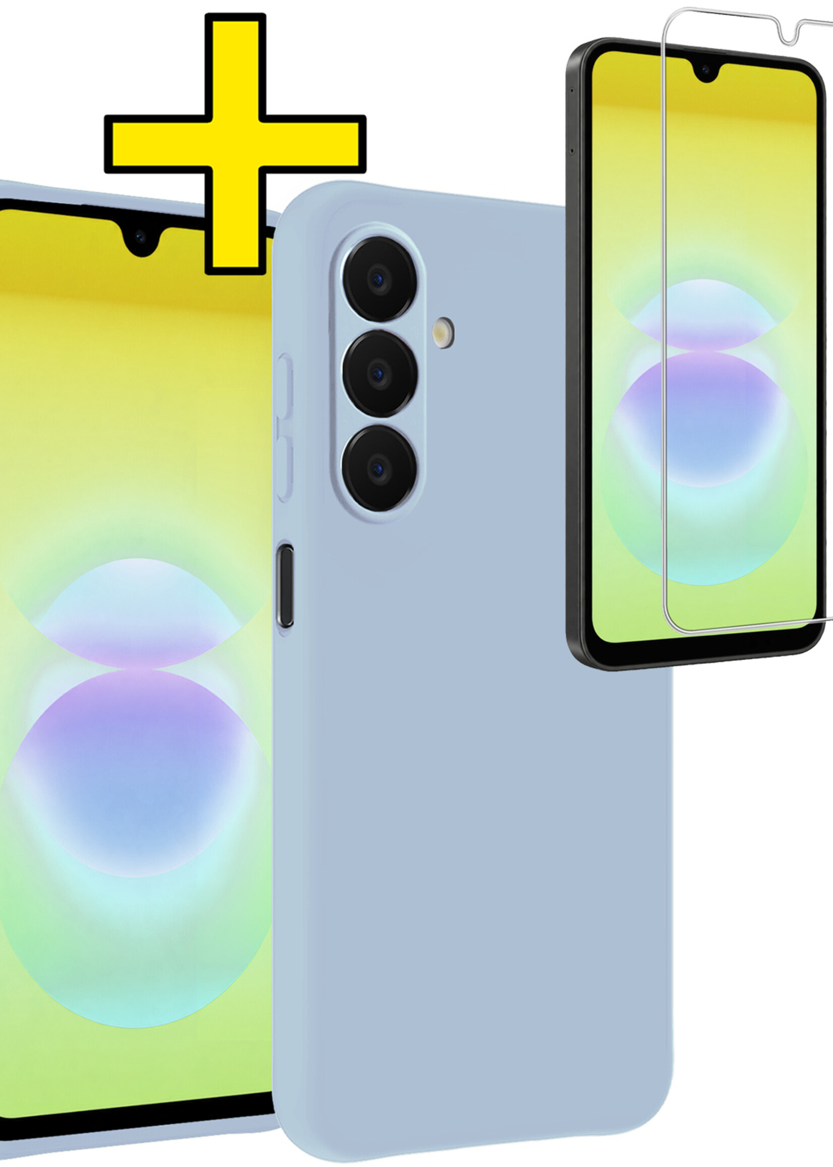 LUQ LUQ Samsung Galaxy A18 Hoesje Siliconen Met Screenprotector - Lichtblauw