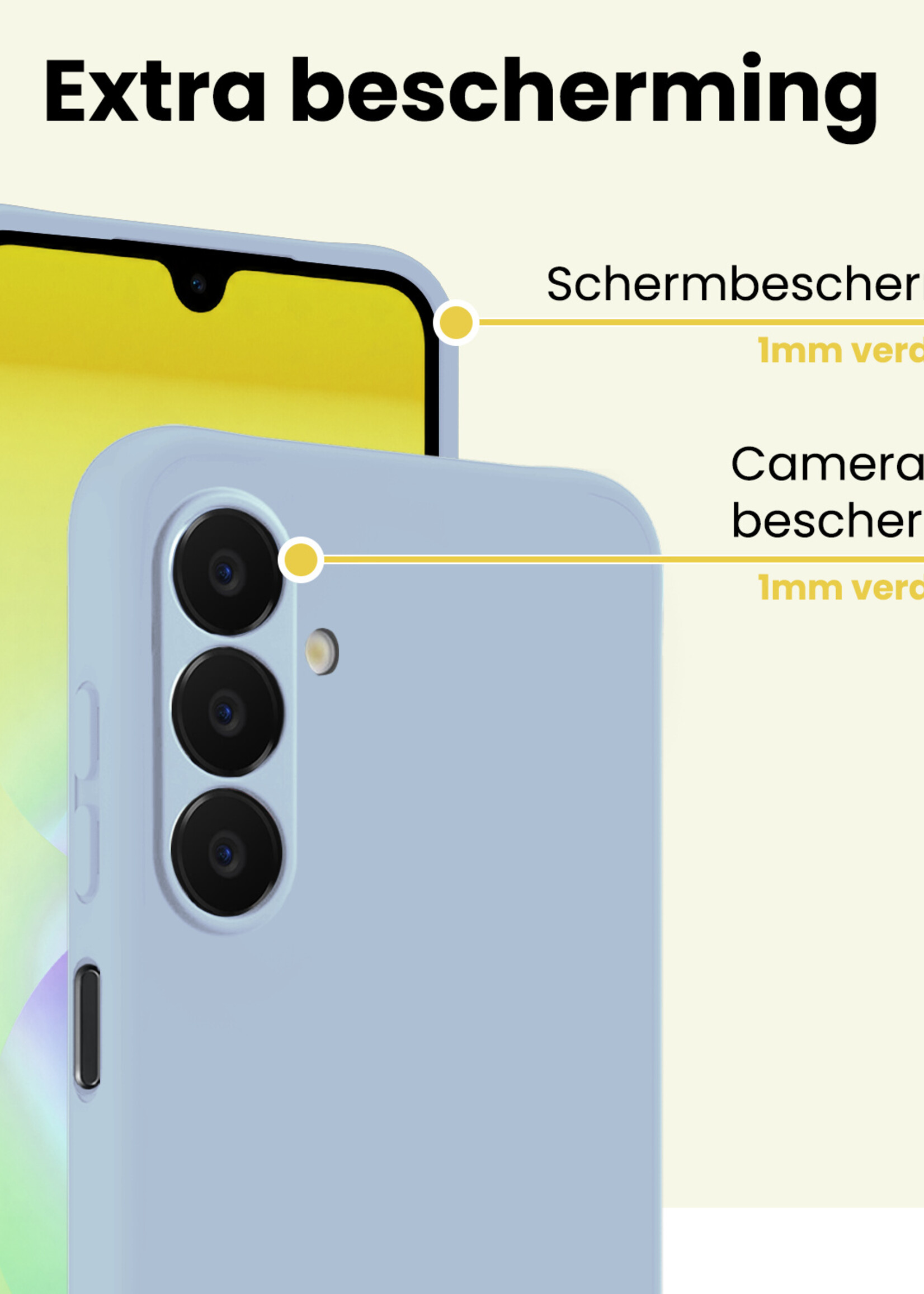LUQ LUQ Samsung Galaxy A18 Hoesje Siliconen Met Screenprotector - Lichtblauw