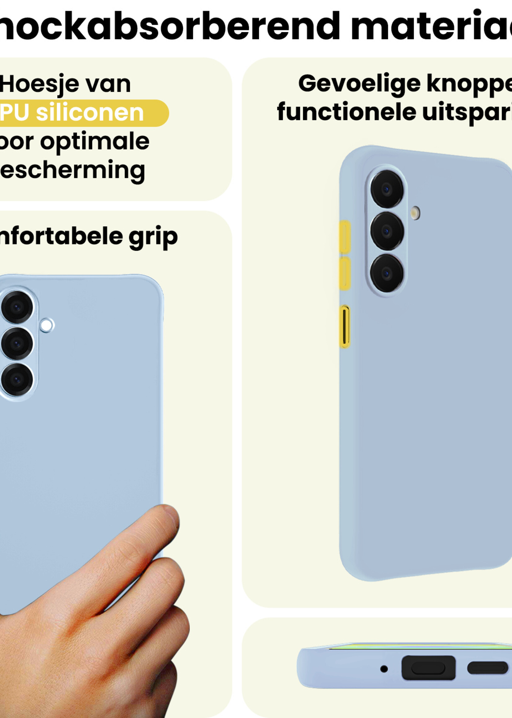 LUQ LUQ Samsung Galaxy A18 Hoesje Siliconen Met Screenprotector - Lichtblauw