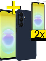 LUQ LUQ Samsung Galaxy A18 Hoesje Siliconen Met 2x Screenprotector - Donkerblauw