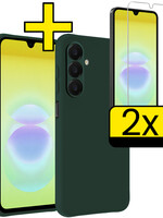 LUQ LUQ Samsung Galaxy A18 Hoesje Siliconen Met 2x Screenprotector - Donkergroen