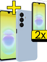 LUQ LUQ Samsung Galaxy A18 Hoesje Siliconen Met 2x Screenprotector - Lichtblauw