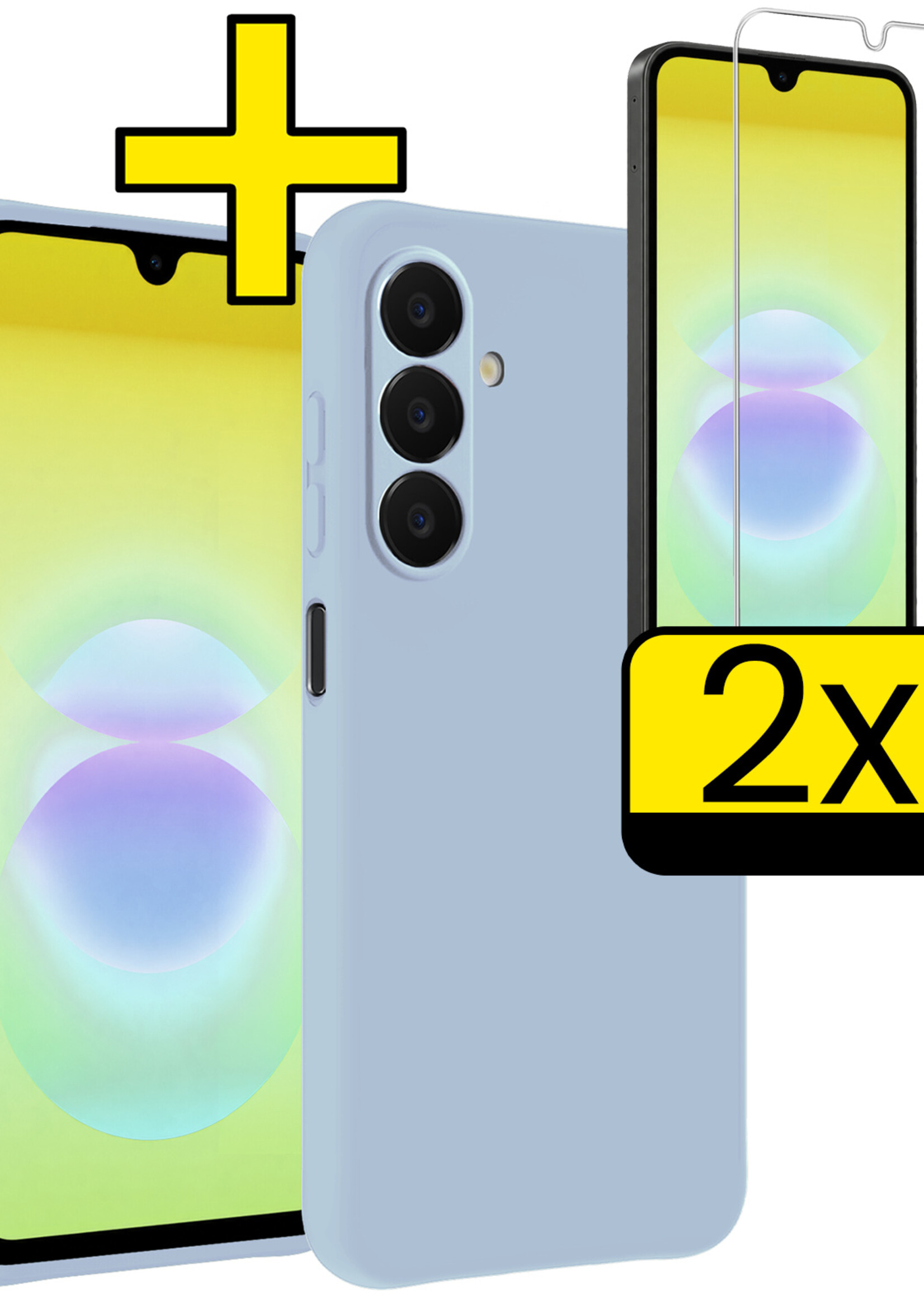 LUQ LUQ Samsung Galaxy A18 Hoesje Siliconen Met 2x Screenprotector - Lichtblauw