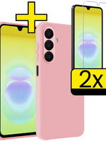 LUQ LUQ Samsung Galaxy A18 Hoesje Siliconen Met 2x Screenprotector - Lichtroze