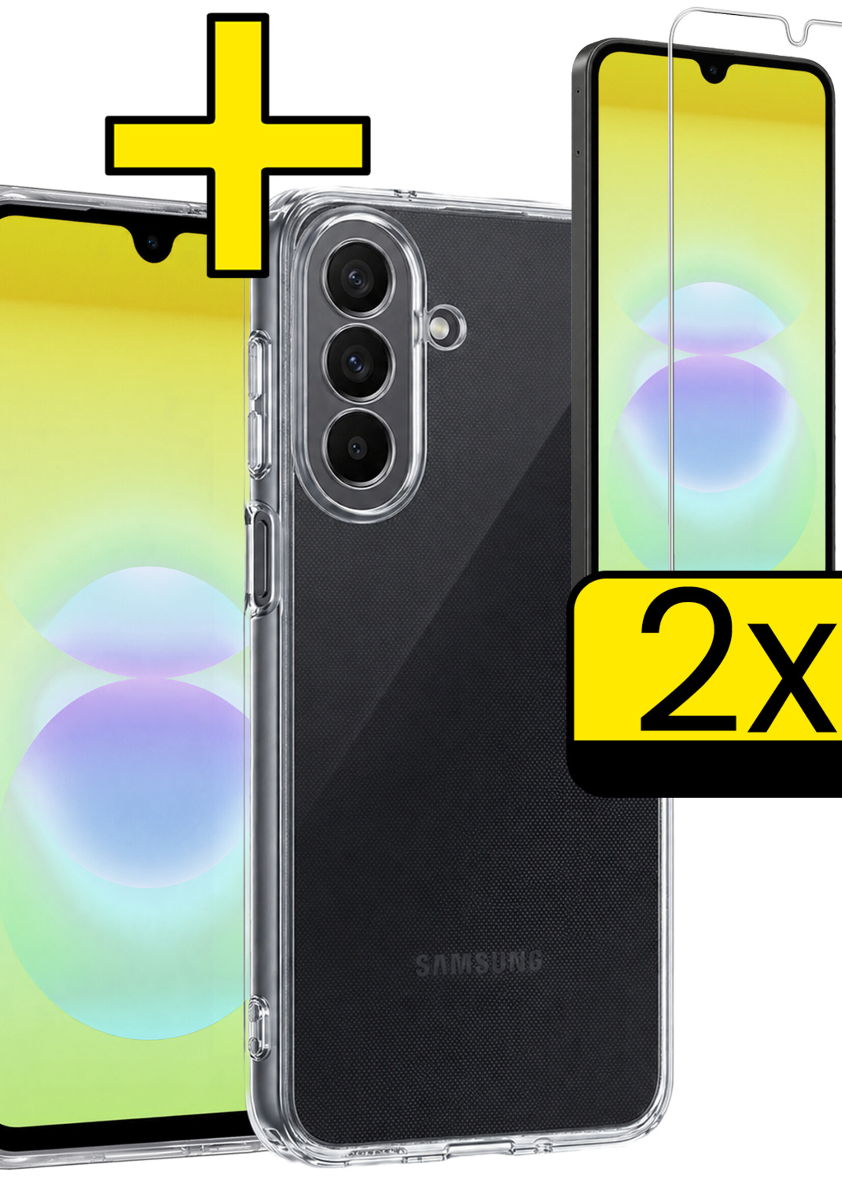LUQ LUQ Samsung Galaxy A18 Hoesje Siliconen Met 2x Screenprotector - Transparant