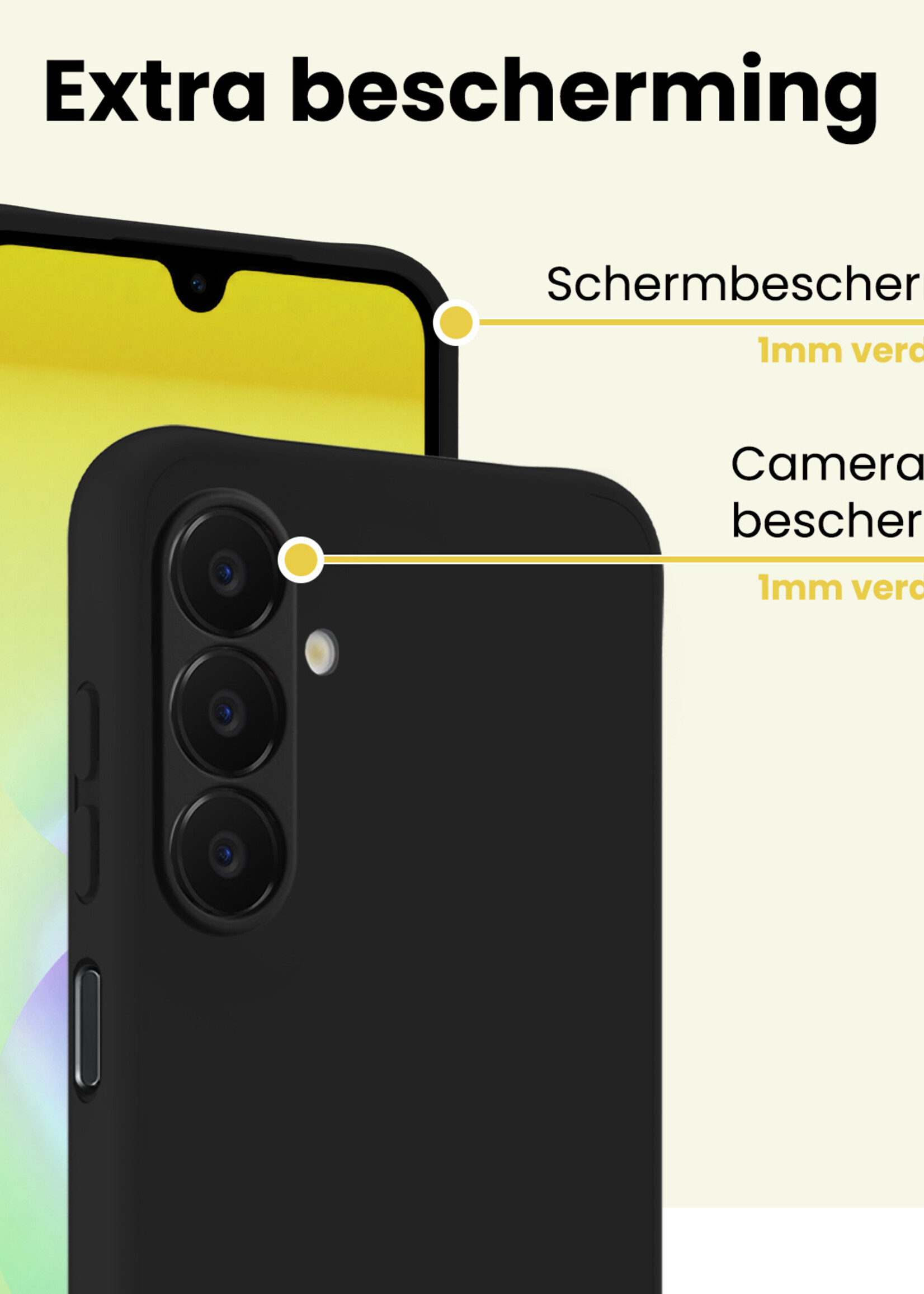 LUQ LUQ Samsung Galaxy A18 Hoesje Siliconen Met 2x Screenprotector - Zwart