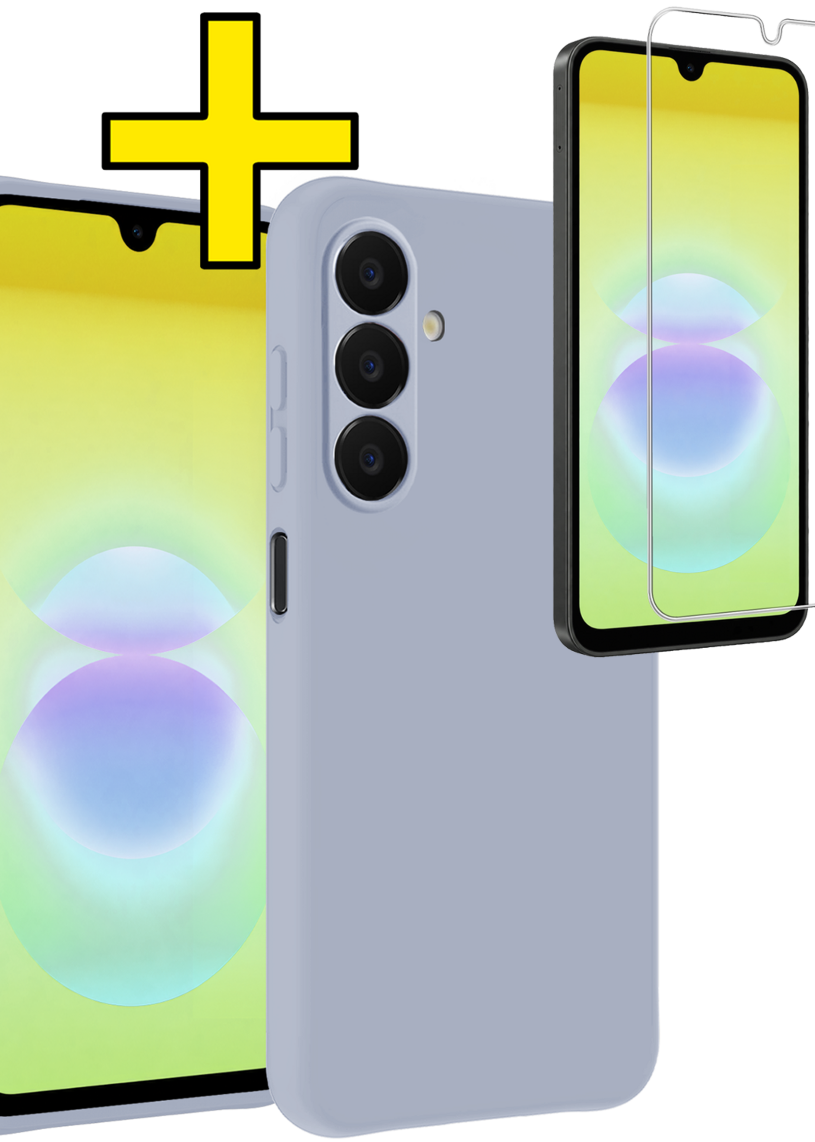LUQ LUQ Samsung Galaxy A18 Hoesje Siliconen Met Screenprotector - Lila