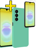 LUQ LUQ Samsung Galaxy A18 Hoesje Siliconen Met Screenprotector - Mintgroen