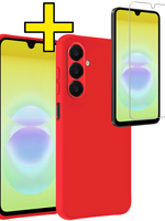 LUQ LUQ Samsung Galaxy A18 Hoesje Siliconen Met Screenprotector - Rood