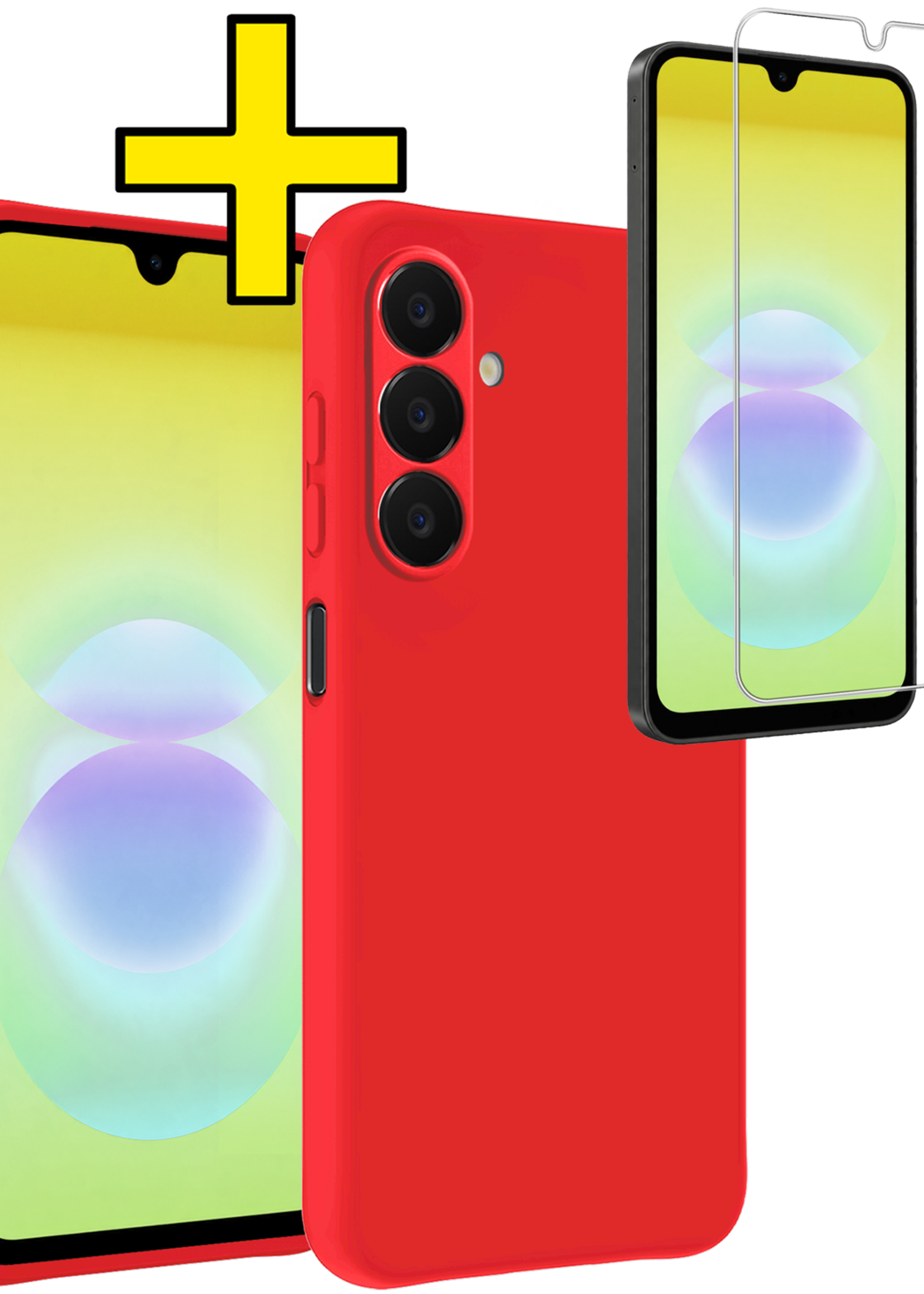 LUQ LUQ Samsung Galaxy A18 Hoesje Siliconen Met Screenprotector - Rood