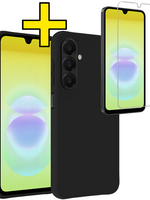LUQ LUQ Samsung Galaxy A18 Hoesje Siliconen Met Screenprotector - Zwart