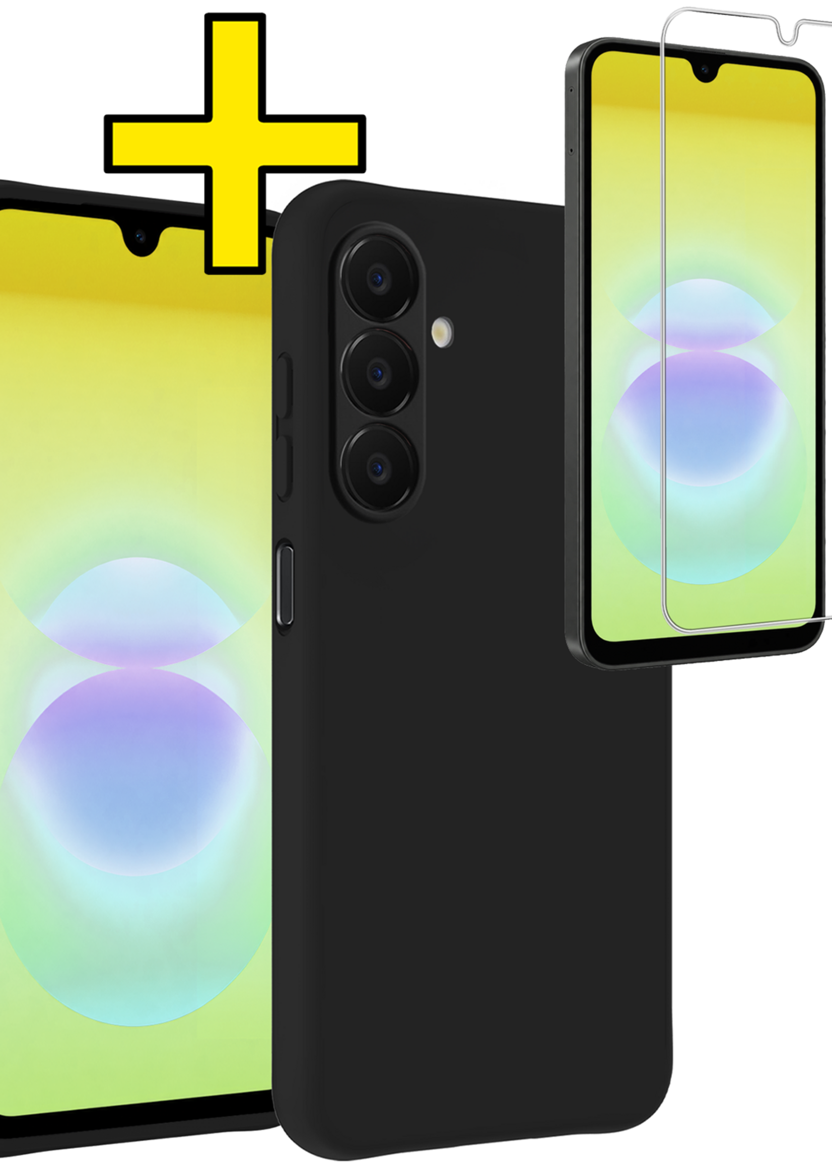 LUQ LUQ Samsung Galaxy A18 Hoesje Siliconen Met Screenprotector - Zwart