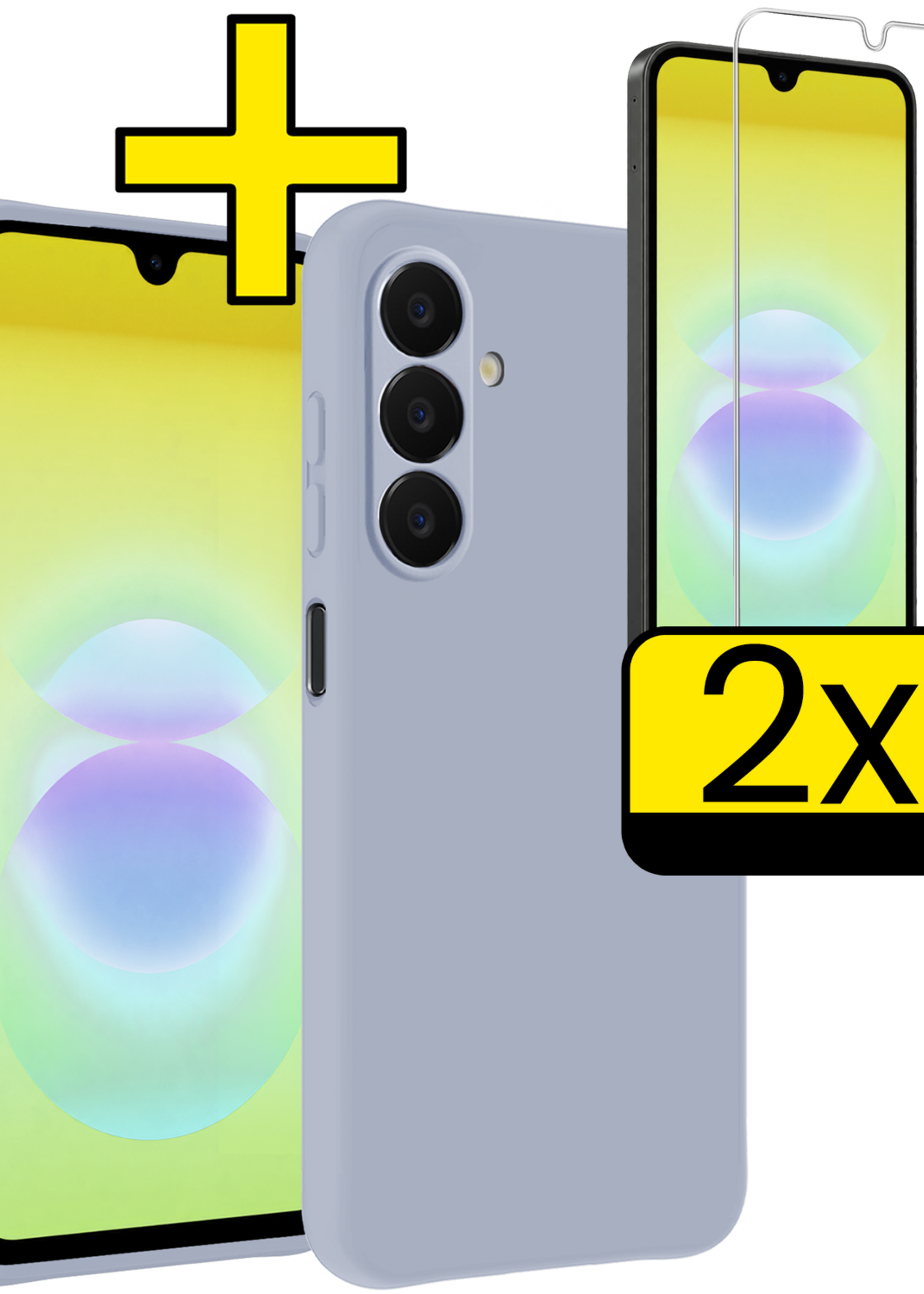 LUQ LUQ Samsung Galaxy A18 Hoesje Siliconen Met 2x Screenprotector - Lila
