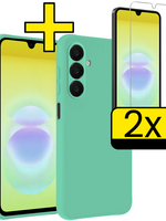LUQ LUQ Samsung Galaxy A18 Hoesje Siliconen Met 2x Screenprotector - Mintgroen