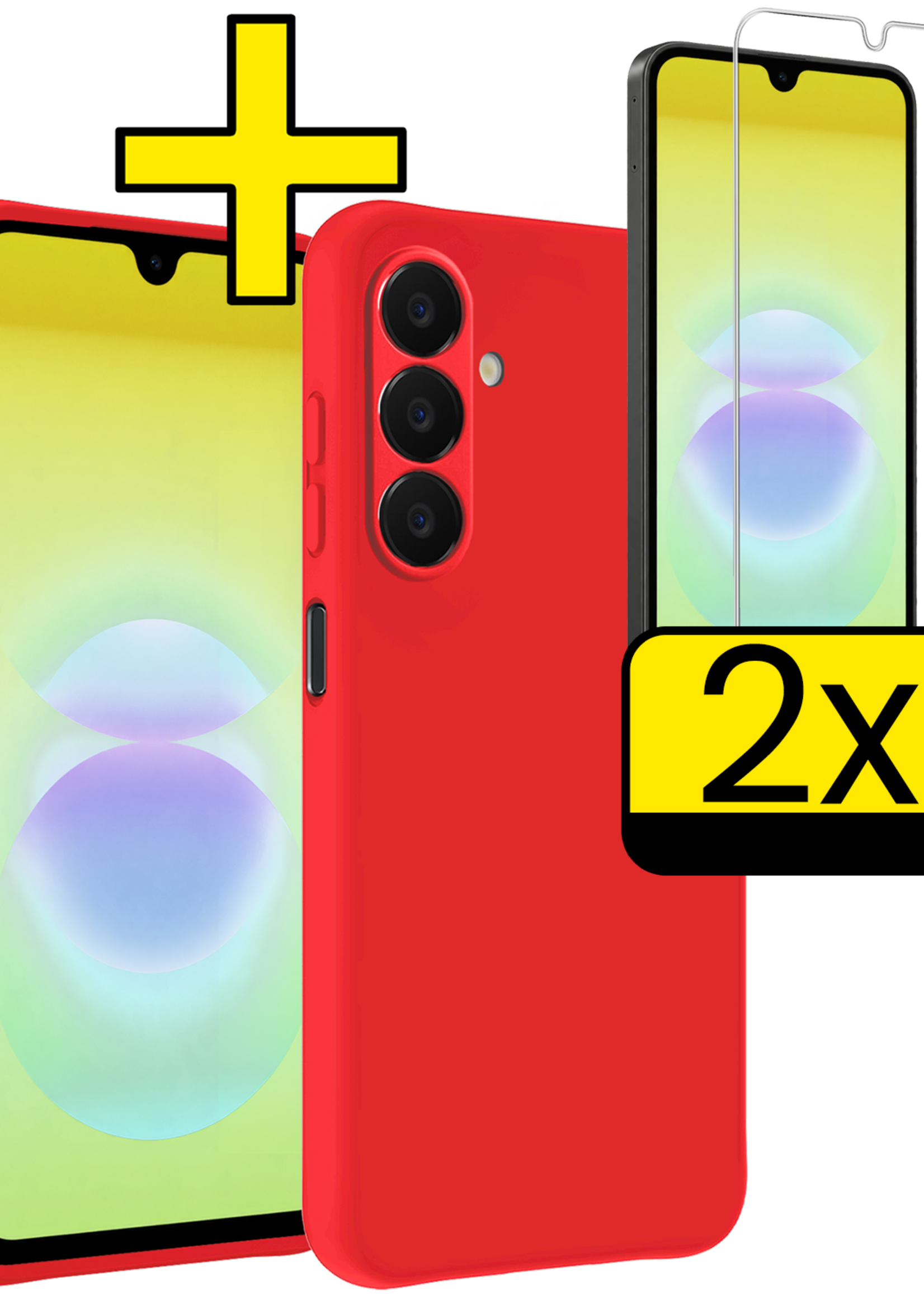 LUQ LUQ Samsung Galaxy A18 Hoesje Siliconen Met 2x Screenprotector - Rood
