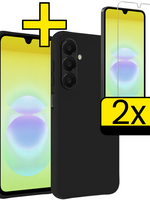 LUQ LUQ Samsung Galaxy A18 Hoesje Siliconen Met 2x Screenprotector - Zwart