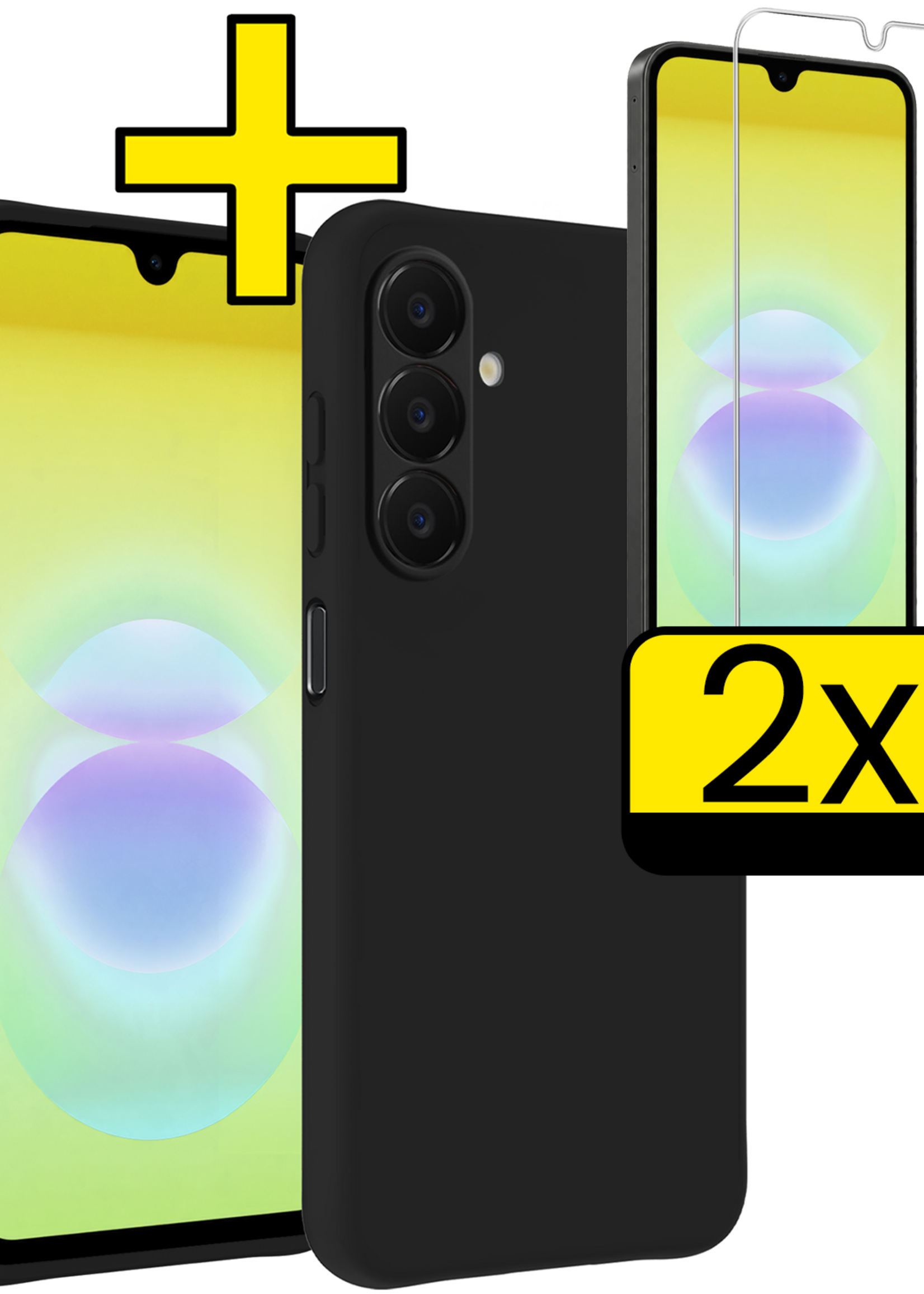 LUQ LUQ Samsung Galaxy A18 Hoesje Siliconen Met 2x Screenprotector - Zwart