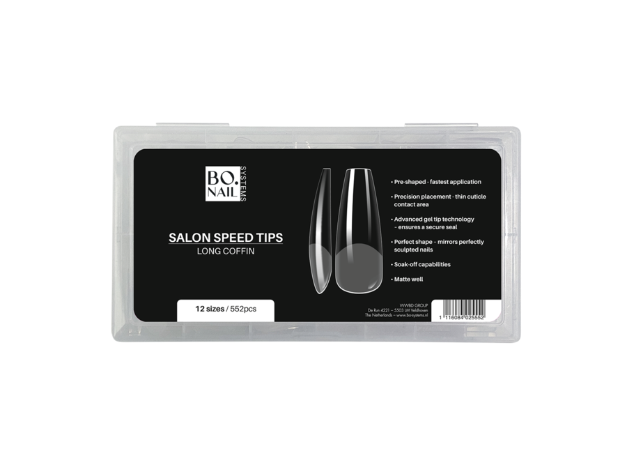 BO.NAIL Salon Speed Tip - Long Coffin (552 pcs)