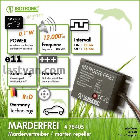 Isotronic marterverjager voor auto, vrachtwagen en caravan