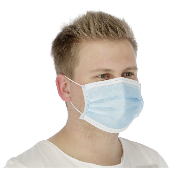 Kerbl Mondkapje met neusvormstrip (50 stuks)