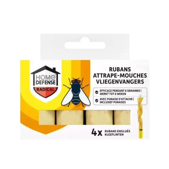 Home Defense® vliegenvanger kleefstrips 4 stuks