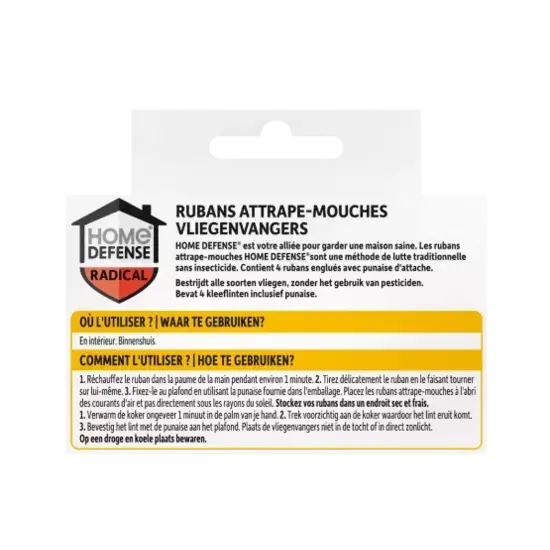 Home Defense® vliegenvanger kleefstrips 4 stuks