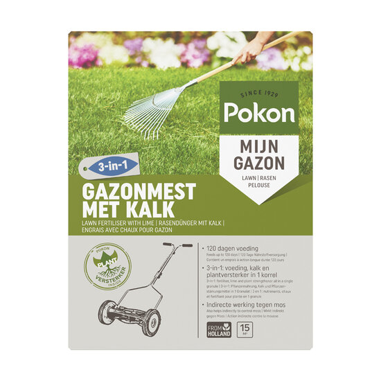 Pokon gazonmest met kalk 3-in-1 voor 15m² 1kg