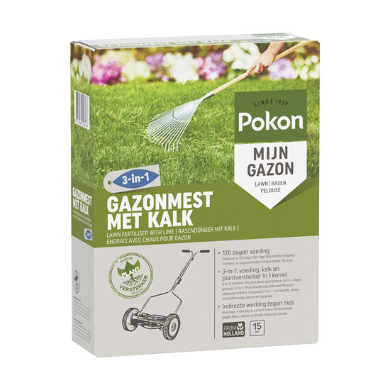 Pokon gazonmest met kalk 3-in-1 voor 15m² 1kg