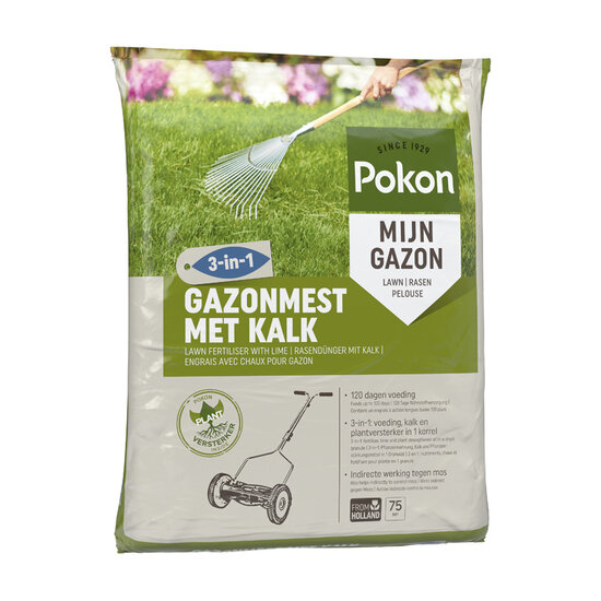 Pokon gazonmest met kalk 3-in-1 voor 75m² 5kg