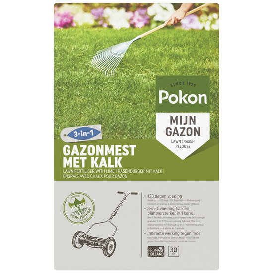 Pokon gazonmest met kalk 3-in-1 voor 30m² 2kg