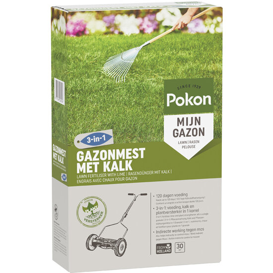 Pokon gazonmest met kalk 3-in-1 voor 30m² 2kg