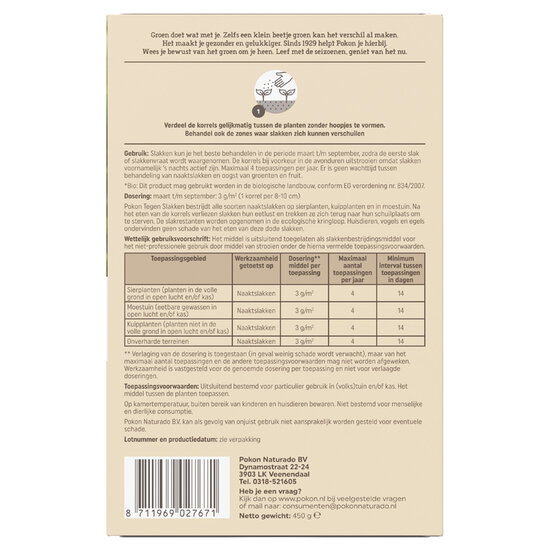 Pokon bio tegen slakken korrels 450gr