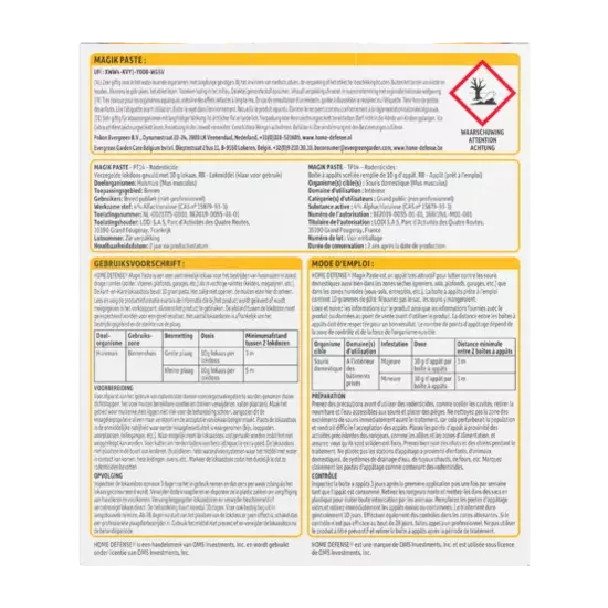 Home Defense® muizenlokdoos pasta 'magik paste' 4 stuks