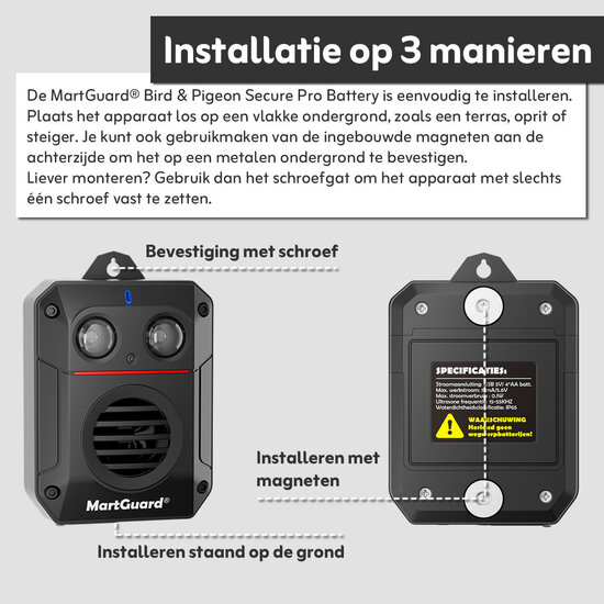 MartGuard® Bird & Pigeon vogel en duivenverjager (tot 60 m²)