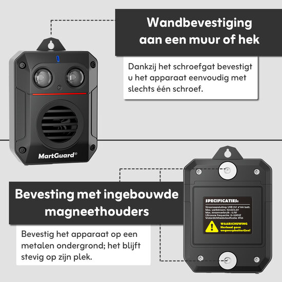 MartGuard® Garden & Home Secure Pro Battery marterverjager voor in binnen en buiten