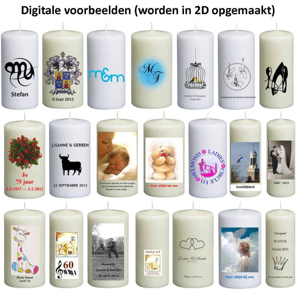 Kaarsen bedrukken met foto en tekst