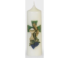 Communie Kaars Kelk/Kruis/Mais/Druiven 200/60
