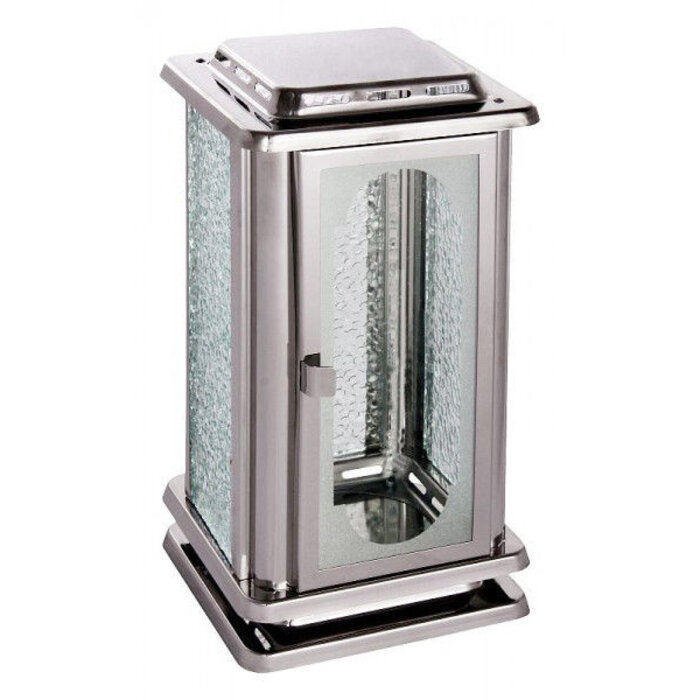 Graflantaarn RVS vierkant glimmend zilver
