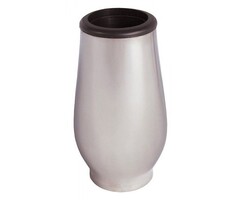 Grafvaas - breed bollend, hoog glimmend zilver