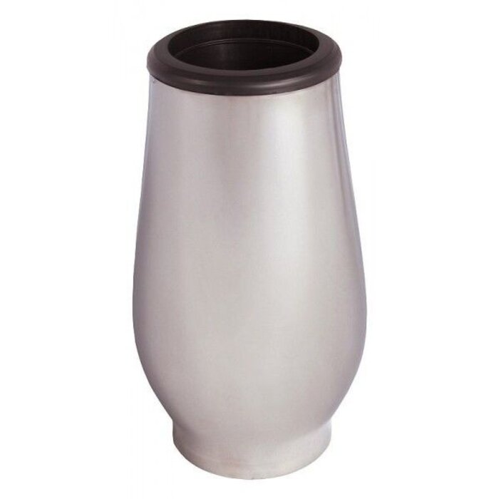 Grafvaas - breed bollend, hoog glimmend zilver