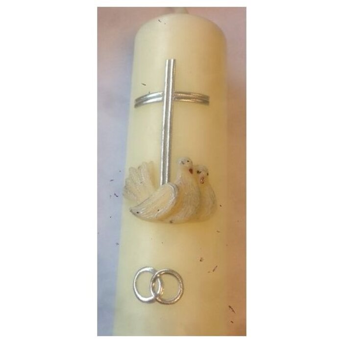 Huwelijkskaars Duif/Ring 250/70 (zilver of goud)