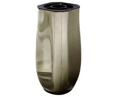 Grafvaas - rank, vierkant, XL Glimmend rookzilver