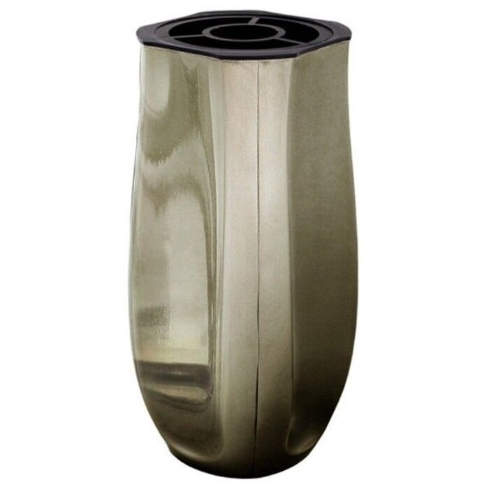 Grafvaas - rank, vierkant, XL Glimmend rookzilver