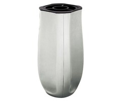 Grafvaas - rank, vierkant, XL Gematteerd zilver